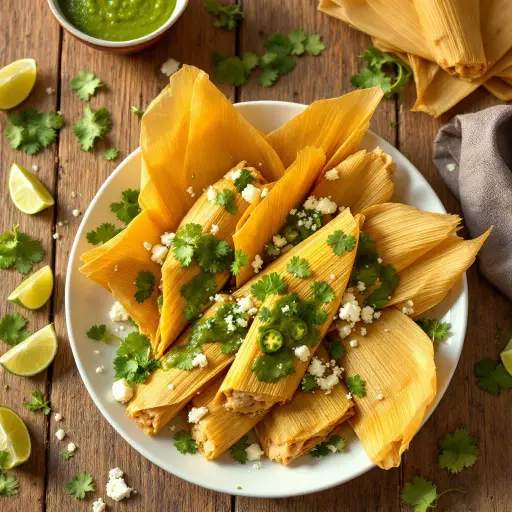 Easy Tamales with Green Sauce styled food shot