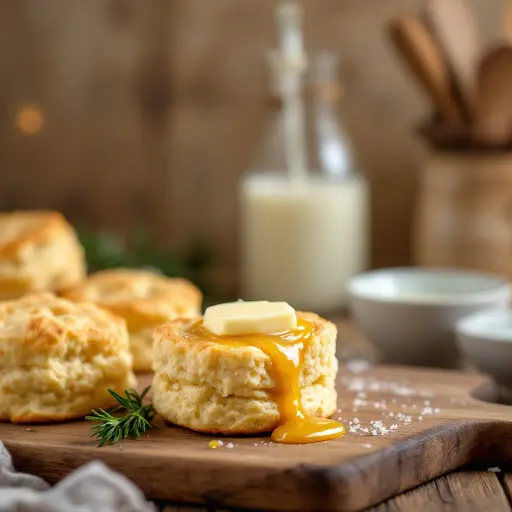 Fluffy Southern Buttermilk Biscuits styled food shot