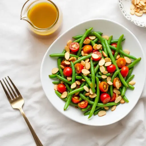 French Green Bean Salad with Dijon Vinaigrette styled food shot