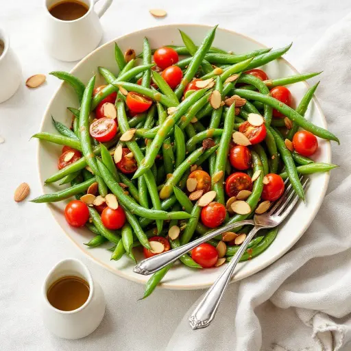 French Green Bean Salad with Dijon Vinaigrette styled food shot