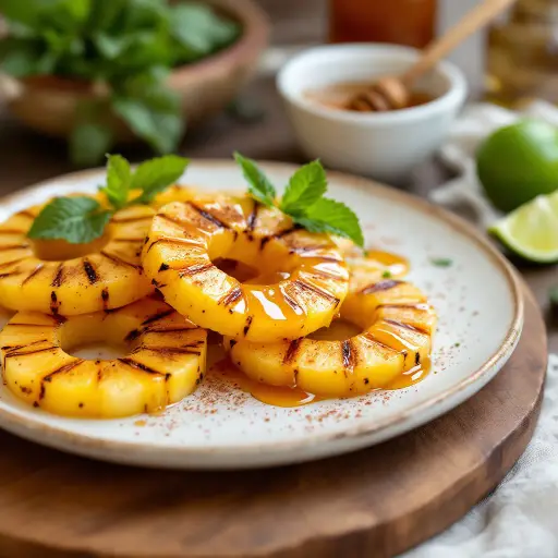 Grilled Pineapple with Honey and Cinnamon styled food shot