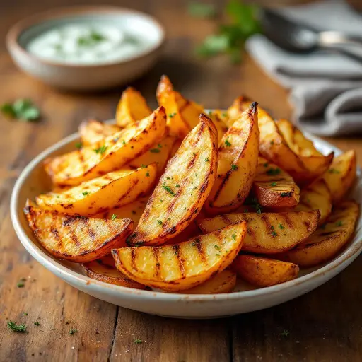 Grilled Potato Wedges with Smoky Herb Seasoning styled food shot