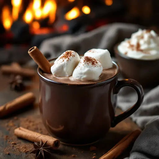 Homemade Hot Chocolate with Marshmallows styled food shot