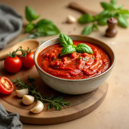 Homemade Marinara Sauce styled food shot