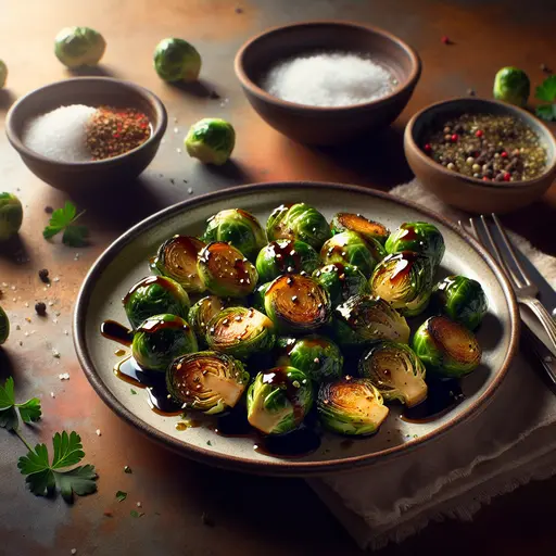 Honey Balsamic Glazed Brussels Sprouts styled food shot