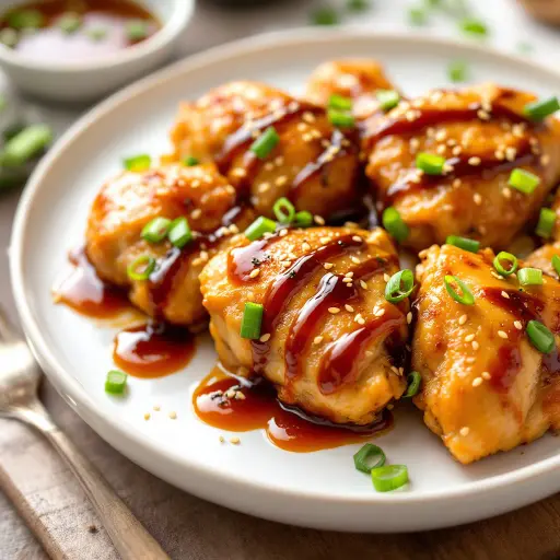 Honey Garlic Chicken styled food shot