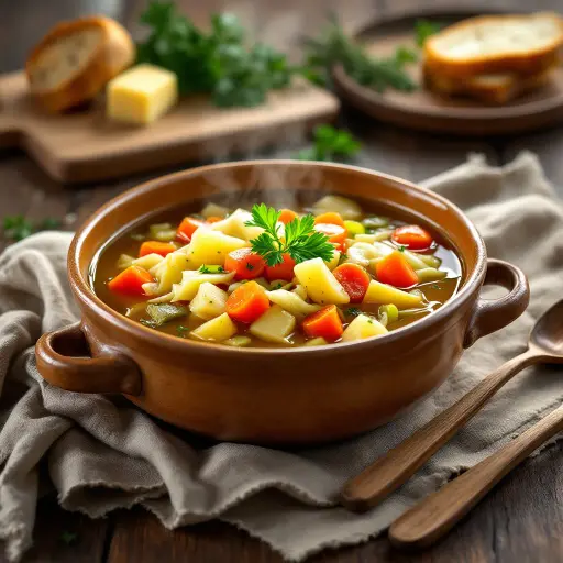 Irish Vegetable Soup styled food shot