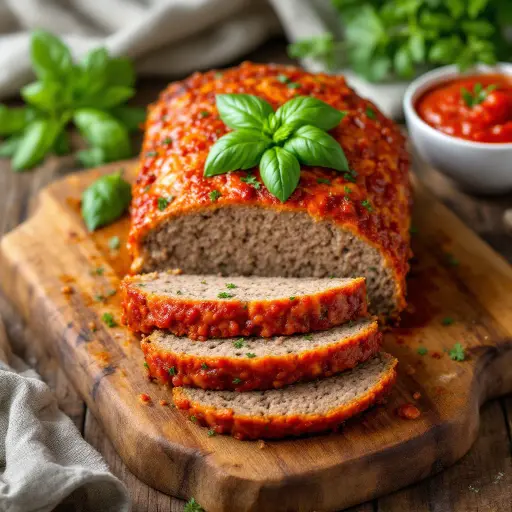 Italian Meatloaf styled food shot