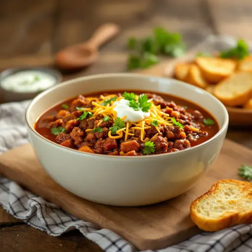 Jalapeno Beef Chili styled food shot