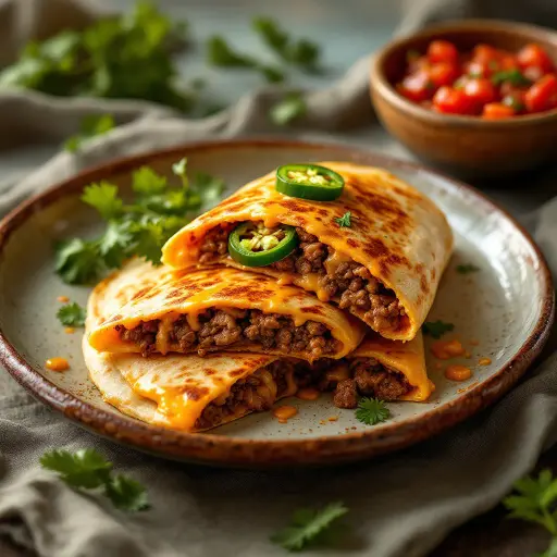 Jalapeno Beef Quesadillas styled food shot