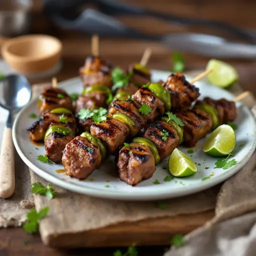 Jalapeno Beef Skewers styled food shot