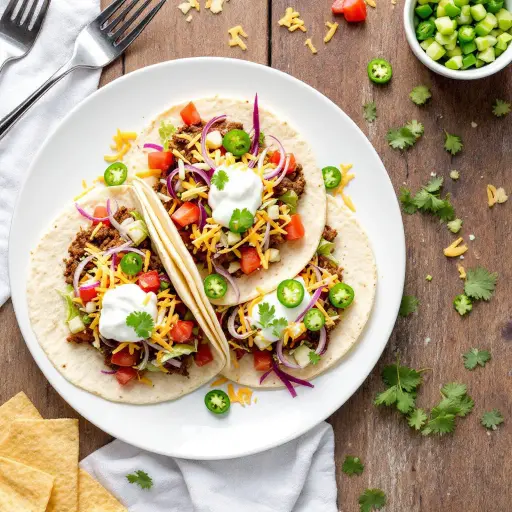 Jalapeno Beef Tacos styled food shot