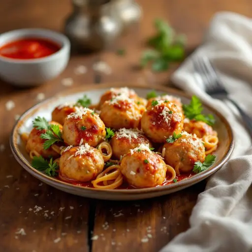 Juicy Turkey Meatballs with Italian Herbs styled food shot