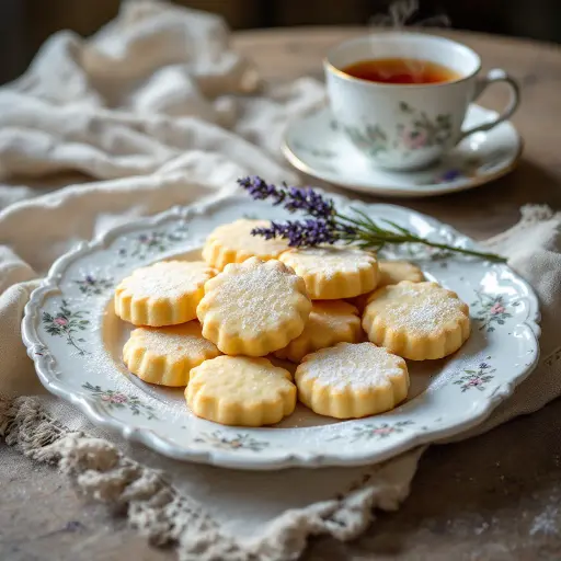 Lemon Lavender Shortbread styled food shot