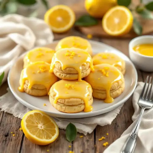 Lemon Shortbread Cookies with Zesty Icing styled food shot