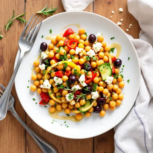 Mediterranean Chickpea Salad styled food shot