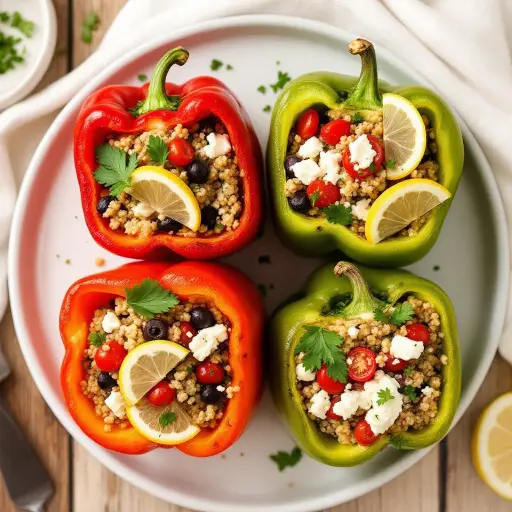 Mediterranean Grilled Stuffed Peppers styled food shot