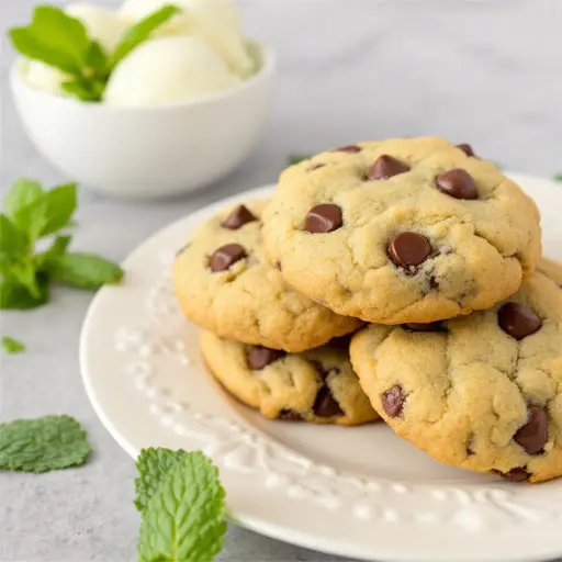 Mint Chocolate Chip Cookies styled food shot