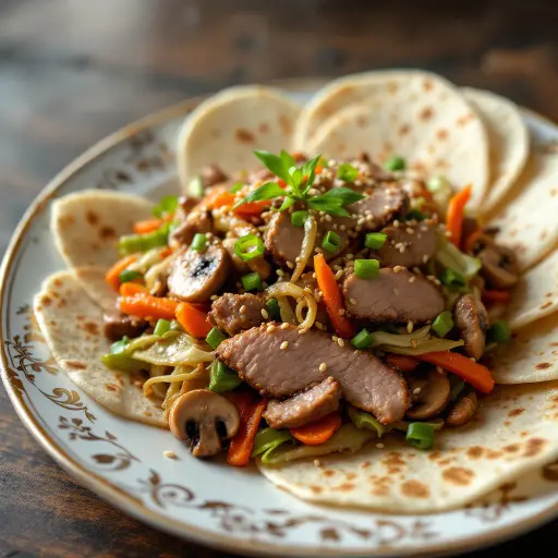 Moo Shu Pork styled food shot