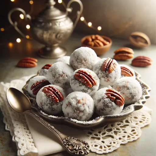 Nutty Pecan Snowballs styled food shot