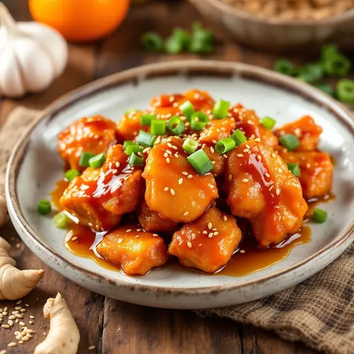 Orange Chicken styled food shot