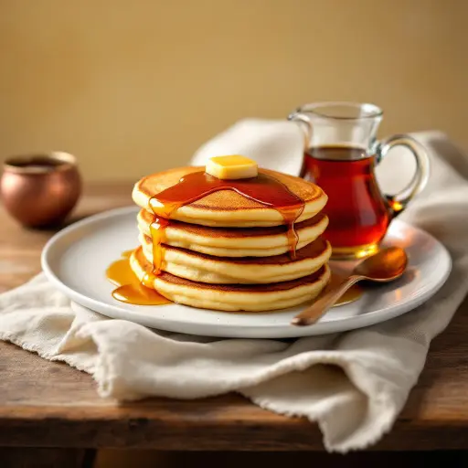 Pancakes with Maple Syrup styled food shot