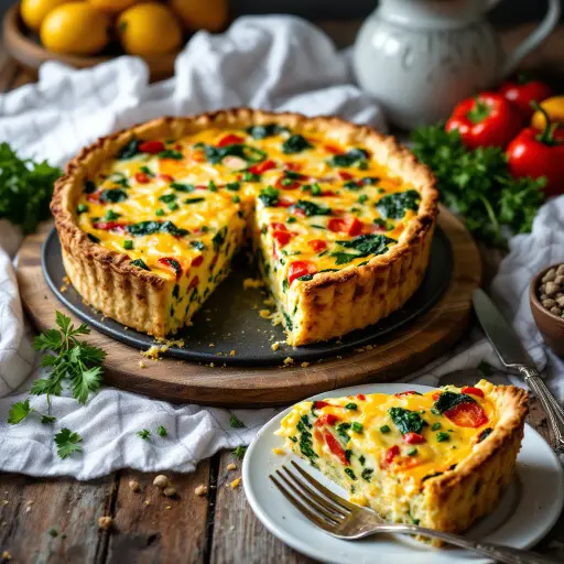 Peggy's Vermont Farmhouse Vegetable Quiche styled food shot