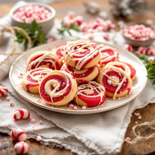 Peppermint Twist Cookies styled food shot