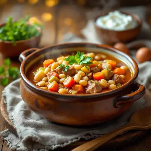 Pork Butt and Bean Soup styled food shot