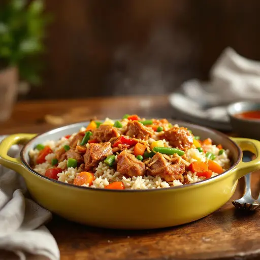 Pork Butt and Rice Casserole styled food shot