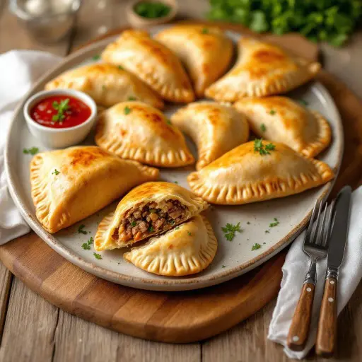 Pork Butt Empanadas styled food shot