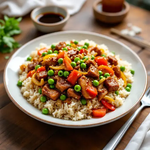 Pork Butt Fried Rice styled food shot