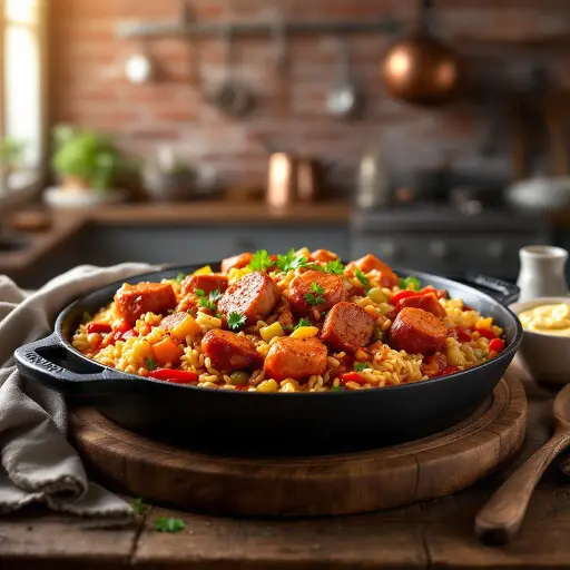 Pork Butt Jambalaya styled food shot