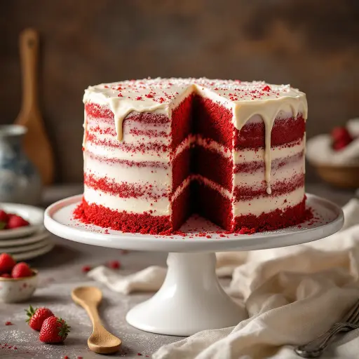 Red Velvet Cake styled food shot