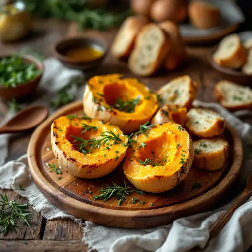 Roasted Butternut Squash with Herbs styled food shot
