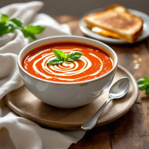Roasted Tomato Soup styled food shot