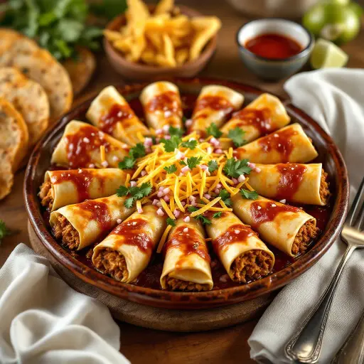 Shredded Pork Enchiladas styled food shot