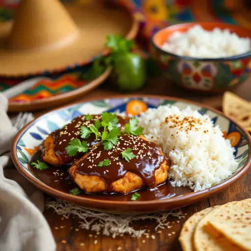 Simplified Mole Poblano styled food shot