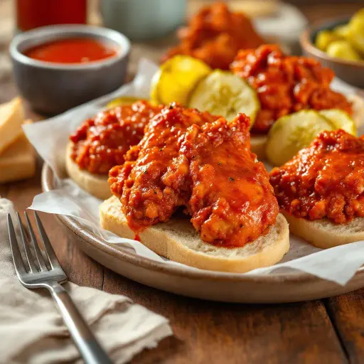 Smoked Nashville Hot Chicken with Fiery Cayenne Glaze styled food shot