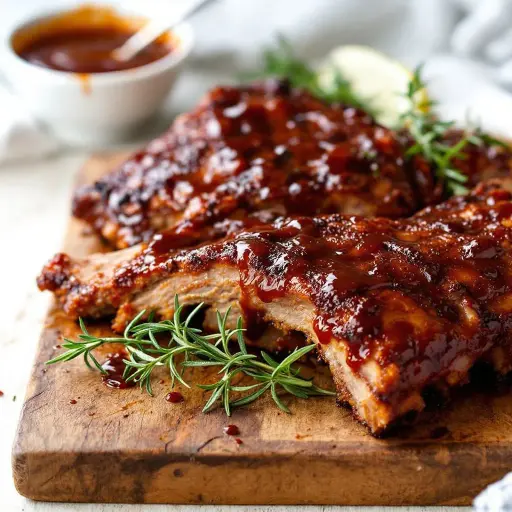 Smoky BBQ Ribs with Homemade Sauce styled food shot