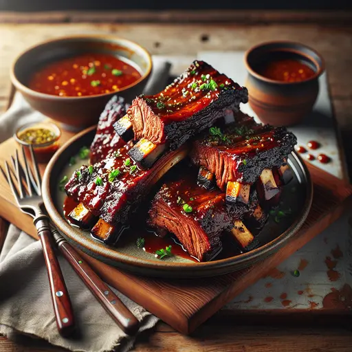 Smoky Carolina-Style Beef Short Ribs styled food shot