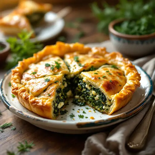 Spanakopita styled food shot