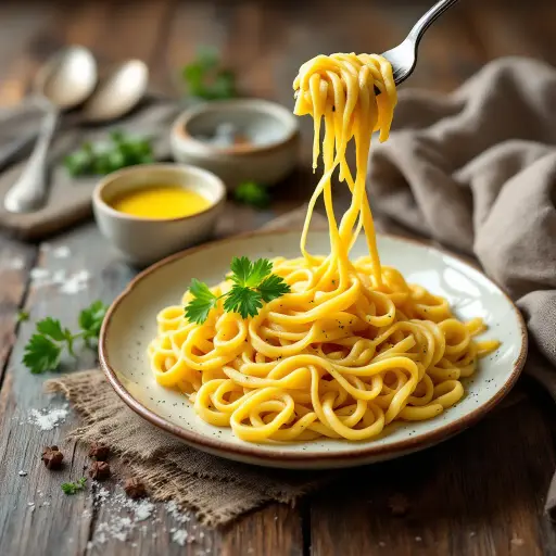 Spätzle (German Egg Noodles) styled food shot