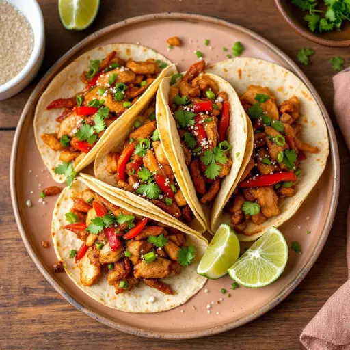 Spicy Szechuan-Style Tacos styled food shot