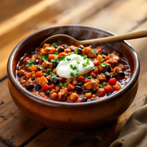 Spicy Turkey Chili styled food shot