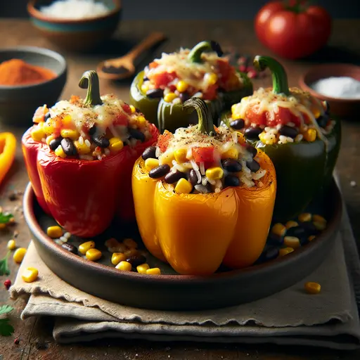 Stuffed Bell Peppers styled food shot