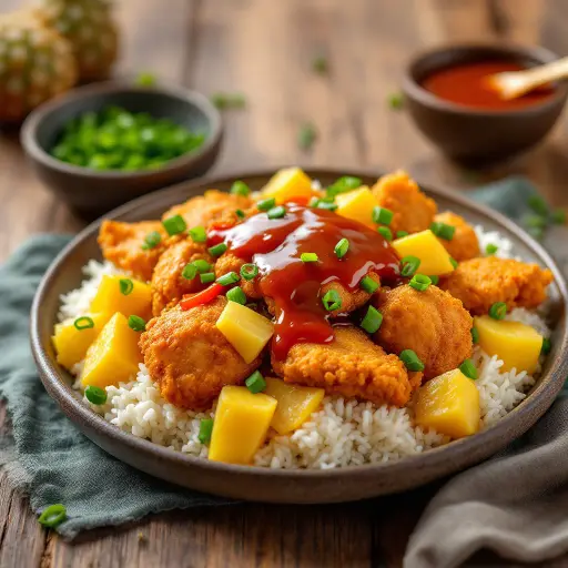 Sweet and Sour Chicken Delight styled food shot