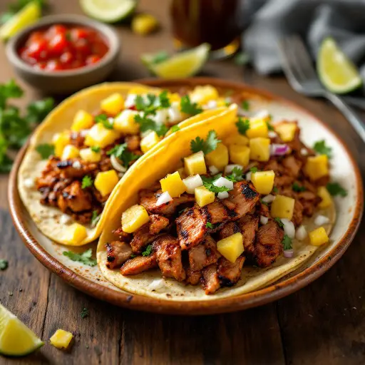 Tacos al Pastor styled food shot