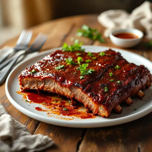 Texas-Style Smoked Beef Plate Ribs styled food shot