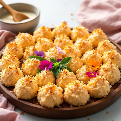 Tropical Coconut Macaroons styled food shot